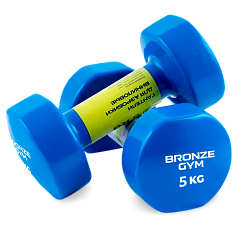 Гантели для аэробики виниловые BRONZE GYM,5 кг., пара.
