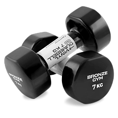 Гантели для аэробики виниловые BRONZE GYM,7 кг., пара.