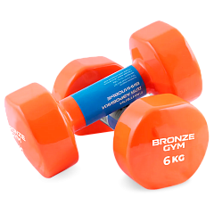 Гантели для аэробики виниловые BRONZE GYM,6 кг., пара